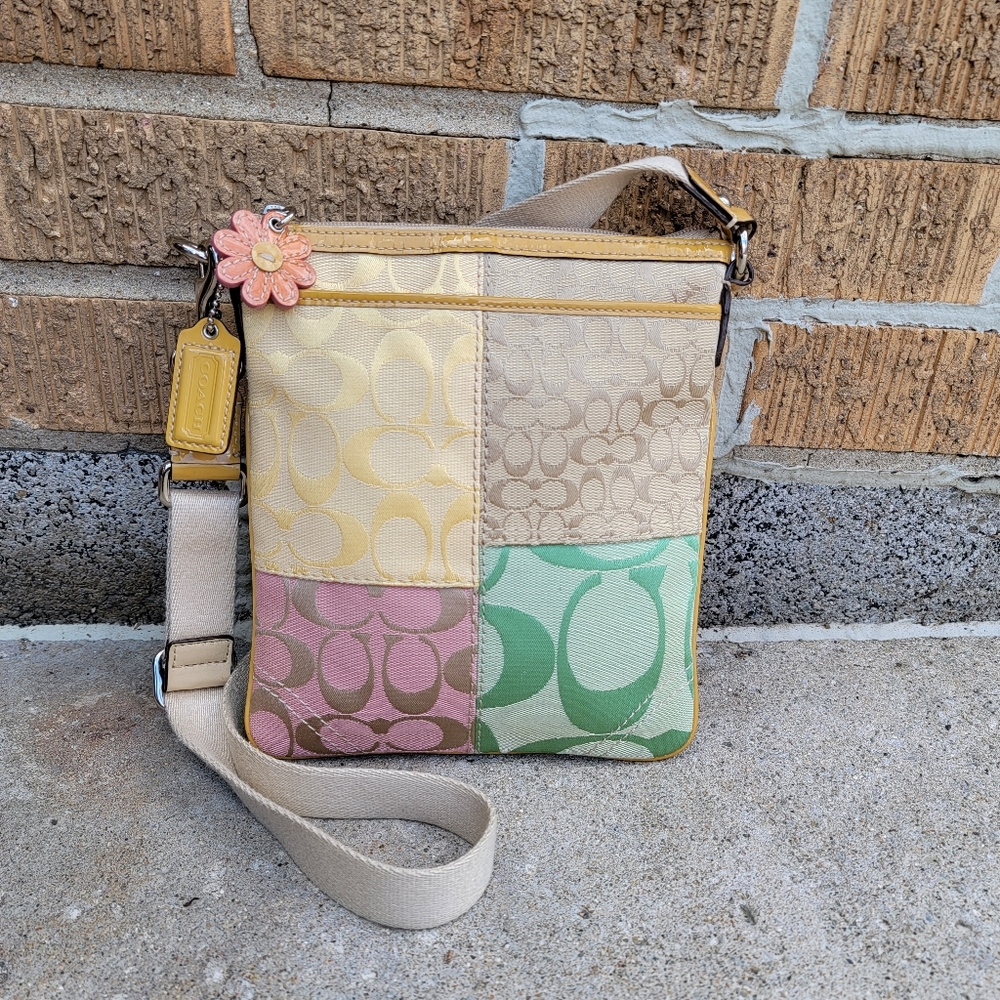 Coach Y2K Vintage Pastel Signature Patchwork Flower Swingpack Crossbody